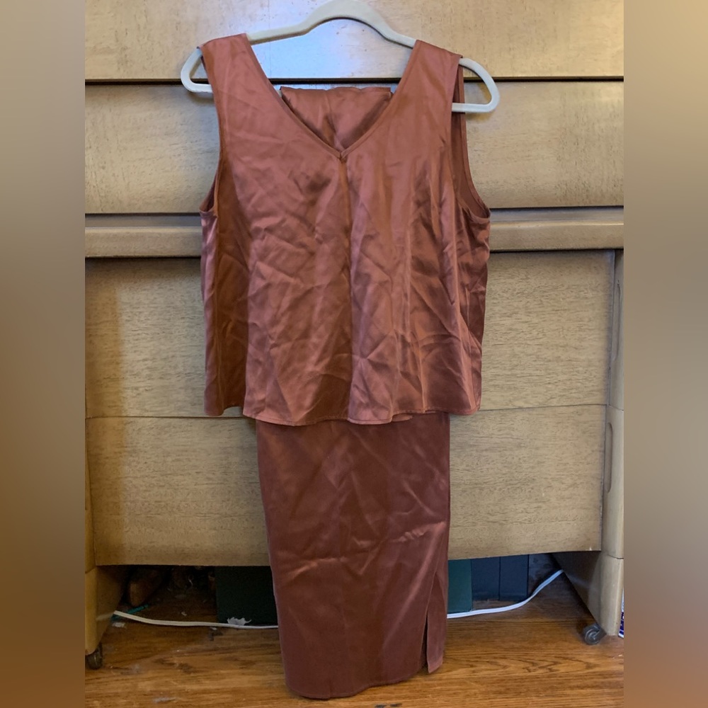 Lunya rust silk and pant set